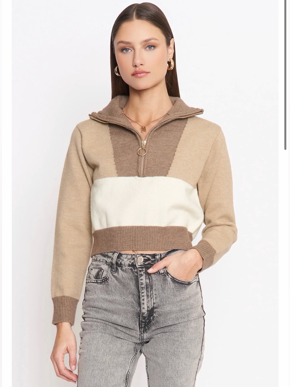 4Si3nna Color Block Half Zip Sweater | Size Large | NWT